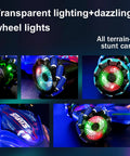 Remote control car by Amazon: Mucdcnhk 360° rotating 4WD stunt car with LED wheel lights, blue.
