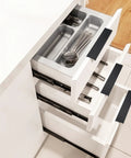 Open kitchen drawers with 30 Pack Matte Black Concealed Tab Cabinet Pulls For Kitchen Cabinets And Drawers 5.9 Inch Length Hidden Finger Pulls