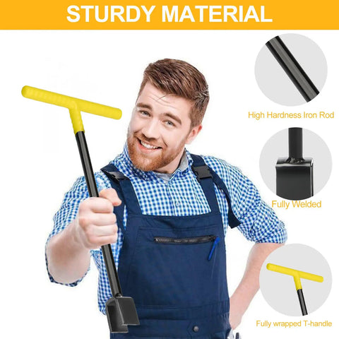 Water Meter Key 17 Inch With 4 Way Steel T Handle Shut Off Tool For Curb Main And Underground Mains Easy Access Durable Meter Shutoff Kit For Homeowners And Pros Heavy Duty Construction, yellow T-handle, iron rod