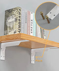 Beefy Rustic Shelf Brackets 10 Inch By 6 Inch, 347 Lb Max Load, 5 mm Thick Iron, with wooden shelf and books