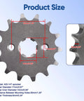 Front Engine Sprocket 420 14T 17mm Bore For 50cc To 160cc Dirt Bikes showing dimensions and gear measurements