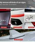 PlateLine Car Emblem Removal Tool Kit With Aluminum Alloy Handle And 60cm PE Cable Set shown with various car signs removed