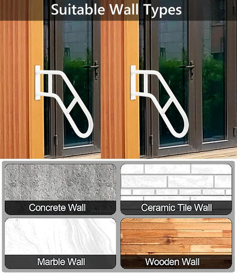Heavy Duty Solid As A Nail U Shape Hand Rails For Outdoor Steps And Elderly Safety Rated Up To Eight Hundred Pounds wall mount for various wall types