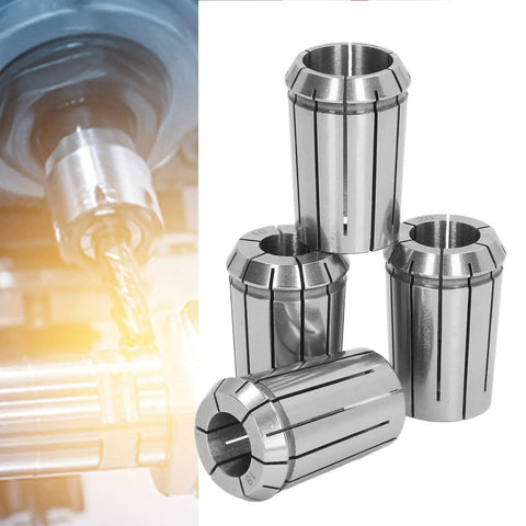 4 Piece Spring Steel Collet Set For CNC Milling Lathe Drilling And Engraving With OZ25 Collets 16 18 20 25 Mm And Wrench Tough Grip Tooling For Precise Clamping And Less Vibration For Smooth Cuts.