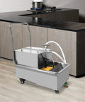 Heavy Duty Commercial Fryer Oil Filter Machine With Cart 55L Stainless Steel Storage Tank 550W Motor in modern kitchen.