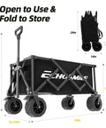 Collapsible Folding Wagon Cart With 400 Lb Capacity All Terrain Utility Cart for Camping Beach Grocery Garden Compact Storage
