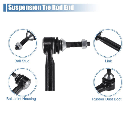 6 Piece Front Inner Outer Tie Rod Ends Kit For Ford Flex Taurus Lincoln MKS MKT Steering Suspension Upgrade Beefs Up Handling And Ride Quality Fits 2010 To 2016 Models suspension tie rod end with ball stud and rubber dust boot
