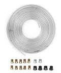 Heavy Duty Copper Plated Brake Line Tubing 25 Feet With Fittings Three Sixteenth Inch Outer Diameter For Hydraulic Braking And Fuel Systems Silver Finish