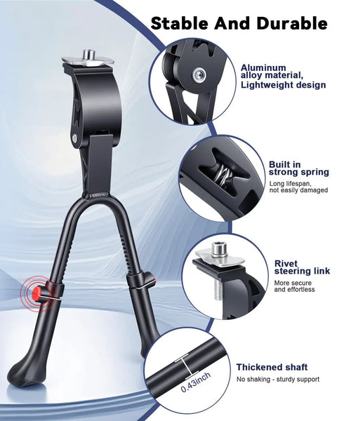 Adjustable Double Leg Bike Kickstand For 24 To 29 Inch Bikes Aluminum Alloy Non Slip Center Mount Stand features details
