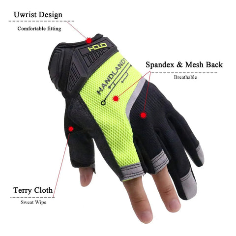 Open Finger Framer Work Gloves For Carpenters And Tactical Use with foam padded palm and breathable spandex back.