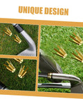 Set Of Five Premium Brass Golf Shaft Adapter Shims And Universal Shaft Spacers for Adjustable Iron Wedge Extensions on grass.