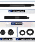 Built Tough Cylinder Head Stud Bolt Kit Featuring 12 Point Design For Chevy Ls1 Ls3 Ls6 4.8l 5.3l 5.7l 6.0l Engines showing head studs and nuts.