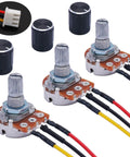 Three 1K Ohm Linear Taper Rotary Potentiometers With 3 Pin XH2.54 3P Connector, Top Adjustment Knurled Shaft, for DIY projects