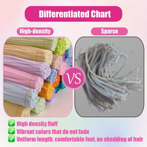 400 Pieces Pipe Cleaners Craft Set With Four Assorted Pink Fluffy Chenille Stems For DIY Flower Making Kit, Floral Wires, Stamen, Ribbon, Gardening Tape, Glue Stick, Instruction Manual, And Gift Packaging For Creative Decor. High-density vs sparse