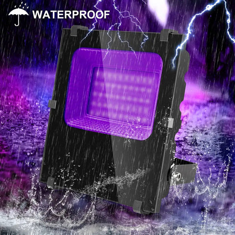 Waygor 600W Black Lights Outdoor - Commercial Black Light Flood Lights with UL Plug High Power 395nm UV, waterproof black light in rain.