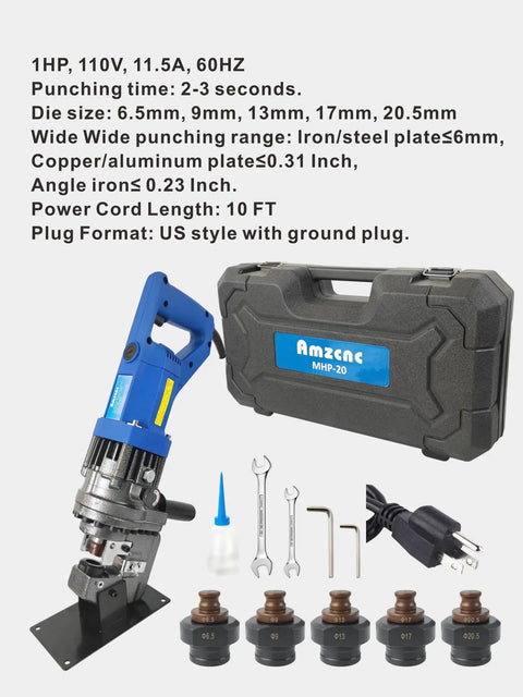 Heavy Duty 110V 1200W Electric Hydraulic Metal Hole Puncher Badass Shop Rig For Steel Copper Aluminum Angles Knocks Out Holes In Seconds Precision Garage Essential