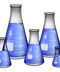 Five Piece Narrow Mouth Erlenmeyer Flask Set in Borosilicate 3.3 Glass with 50ml, 150ml, 250ml, 500ml and 1000ml Capacities