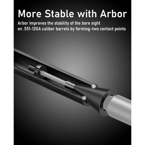 Pro Red Laser Bore Sight Kit With Button Switch 32 Adapters Covering 0 17 HMR To 12 GA Calibers showing arbor stability