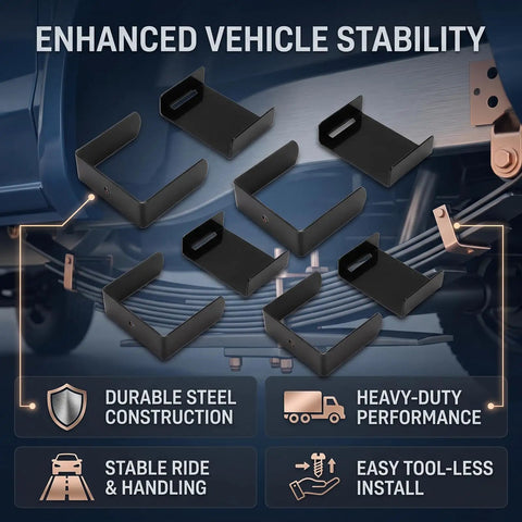 Top Tier Leaf Spring Clamps 2.5 Inch Wide Heavy Duty Stainless Steel For Truck Stabilizing Control Kit 4 Sets To Up Your Ride And Keep Your Wheels Locked Down Securely All Day Long on truck leaf spring