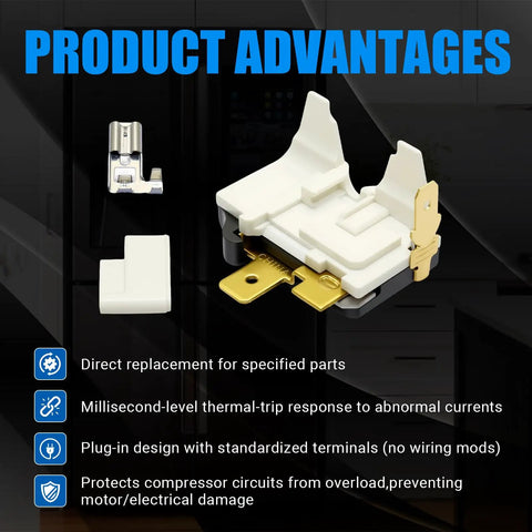 Plug And Play No Hassle Overload Relay Protector For Samsung Refrigerators with product advantages listed