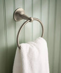 Single Post Hand Towel Ring For Bathroom In Spot Resist Brushed Nickel Finish No Fuss Easy Install Sage Style With Towel