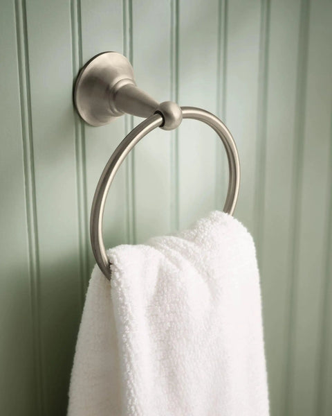 Single Post Hand Towel Ring For Bathroom In Spot Resist Brushed Nickel Finish No Fuss Easy Install Sage Style With Towel