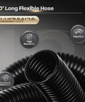 10 Ft Dust Collection Hose Kit With Five Fittings For Woodworking Tools Home Use And Wet Dry Shop Vacuums coiled in black, puncture resistant