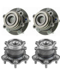 Front And Rear Wheel Bearing And Hub Assemblies Kit For Nissan Rogue Select Includes Front And Rear Hubs With 5 Stud 4 Hole Flange