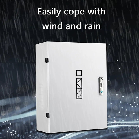 Tough Outdoor EV Charger Enclosure And Secure Lock Box Cover For Wall Mounts Features Cold Rolled Steel, weather-resistant design.