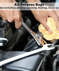 Person using wrench and cleaning engine with Cotton Nylon Cleaning Rags Bale 125 Plus Pieces Ready To Use Right Out Of The Bale Heavy Duty Wiping Cloths Tshirt Rags Recycled Rags 20x20 Inches Ideal For Garage Shop Home Cleaning