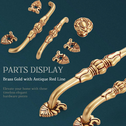 Two Pack 5 Inch Brass Cabinet Pulls Antique Floral Pattern Cupboard Handles And Drawer Pulls Solid Brass Kitchen Hardware