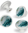 Level Up Your Space With These Seriously Dope 4 Pack Marble Look Cabinet Knobs, Featuring Smooth Round Shapes that add elegance.