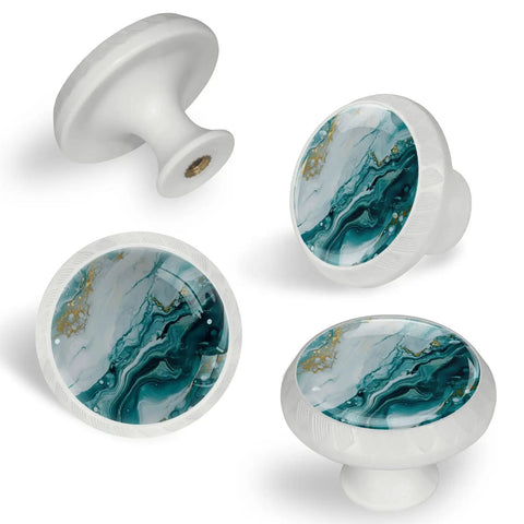 Level Up Your Space With These Seriously Dope 4 Pack Marble Look Cabinet Knobs, Featuring Smooth Round Shapes that add elegance.