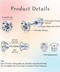 G23 Titanium Screw Back Earring Set Featuring White Cubic Zirconia Studs Crafted For Sensitive Ears With Nickel Free Implant Grade Build Straight Up Comfy Lowkey Perfect Daily Go To Pick details with sizes.