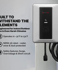 Level Two Electric Vehicle Charger With 50amp Hardwired Or 40amp Nema 14 50 Plug Setup Straight Up Easy Hookup No Hassle 240 Volt Charging For All Car Models showcasing rugged design for indoor/outdoor use.