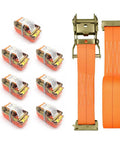 8 Pack E Track Ratchet Straps 2 Inch By 15 Foot Heavy Duty Cargo Tie Downs Orange 4400 Pound Breaking Load 2200 Pound Working Load For Vans Trucks Everyday Use
