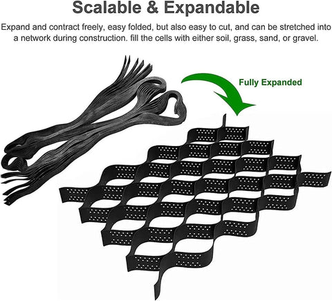 Permeable Geocell Grid System for Stabilization and Drainage Heavy Duty Polyethylene Grid shown fully expanded with scalability feature.
