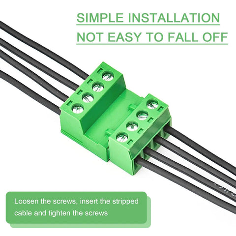 Five Pair Four Pin 5.08mm Pitch Screw Terminal Block Connector Kit Pluggable With Phoenix Plug For 12 To 28 AWG Wire, green PA66