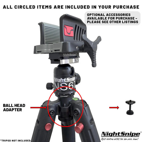 DeathGrip Ball Head Conversion Kit With Ball Head Adapter For DeathGrip Tripods showing tripod mount components and adapter