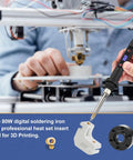 Pro Grade Vertical Heat Set Insert Press Machine with 80W digital temperature controlled soldering iron and power switch shown