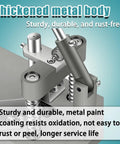 Heavy Duty Corner Rounder Press Built Like A Tank With Dual R6 And R10 Radius Dies For Laminates Plastics And Business Cards solid steel frame close-up showing thickened metal body and rust-resistant design.