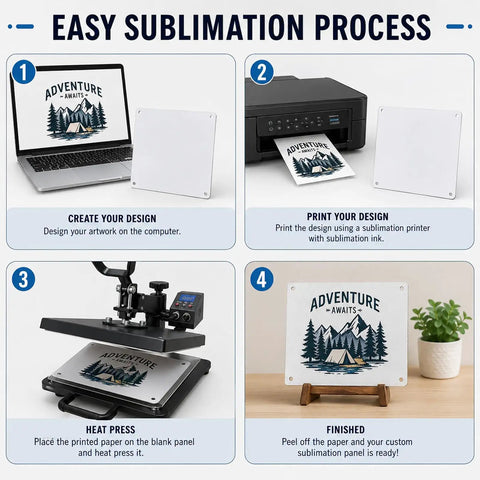 Easy sublimation process using 3 Pack 8x10 Inch Aluminum Sign Blanks For Sublimation UV Printing And Engraving 0.65mm Thick