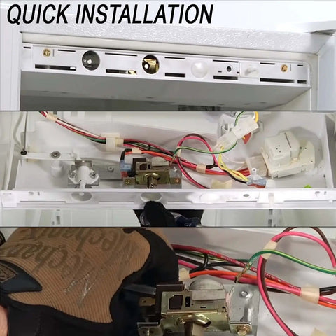 Easy Install Refrigerator Cold Control Thermostat Replacement For Whirlpool Kenmore Exact Fit shown being installed