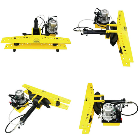 Heavy Duty 110V Electric Hydraulic Pipe Bender With 21 Ton Force And 10 Precision Dies For Round Copper Steel Tubing split design angle view.