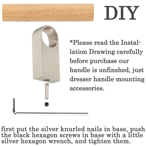 10 Pack Wooden Drawer Pulls And Knobs Natural Wood And Metal T Bar Cabinet Handles DIY installation instructions