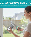Woman using DIY Window Screen Repair Tape Waterproof Mesh Patch For Home Bedroom Living Room Bathroom Kitchen Dorm Office Garage And Patio Holes Easy Tear No-Brainer Repairs Cuttable Precise Mesh Repair For Quick Fixes