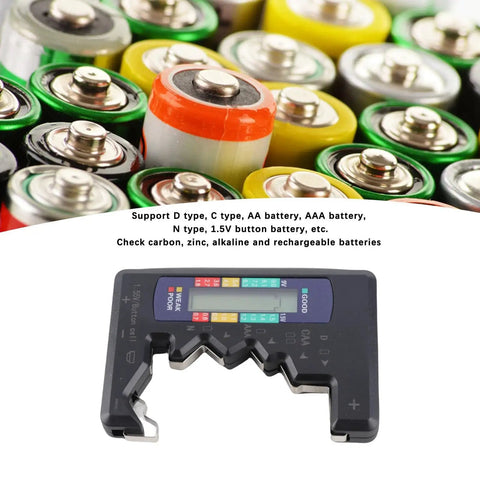 Color LCD Battery Checker With Three Color Readouts For AA AAA C D 9V And 1.5V Cells Handy Home Battery Tester And Capacity Meter For Rechargeables Or Alkaline Batteries, handheld black plastic tester