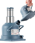 Low Pro 10 Ton Double Ram Bottle Jack For Low Clearance Lifts From Four And Seven Eighths Inches To Eight And Seven Eighths Inches, Compact Welded Hydraulic Jack With Shorty Stature And Solid Stable Build, front view
