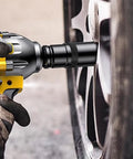 Close-up of an impact wrench using Awesome 5 Set Impact Wrench Retaining Rings And Iron Pins Kit With Rubber O-Rings.