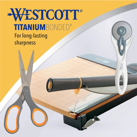 8 Inch Titanium Bonded Straight Scissors With Soft Grip Handle Gray And Yellow 4 Pack And Cutting Tools Display